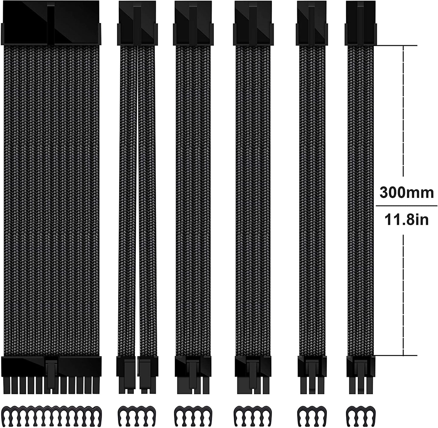 16 AWG NYLON PSU EXTENSION - BLACK
