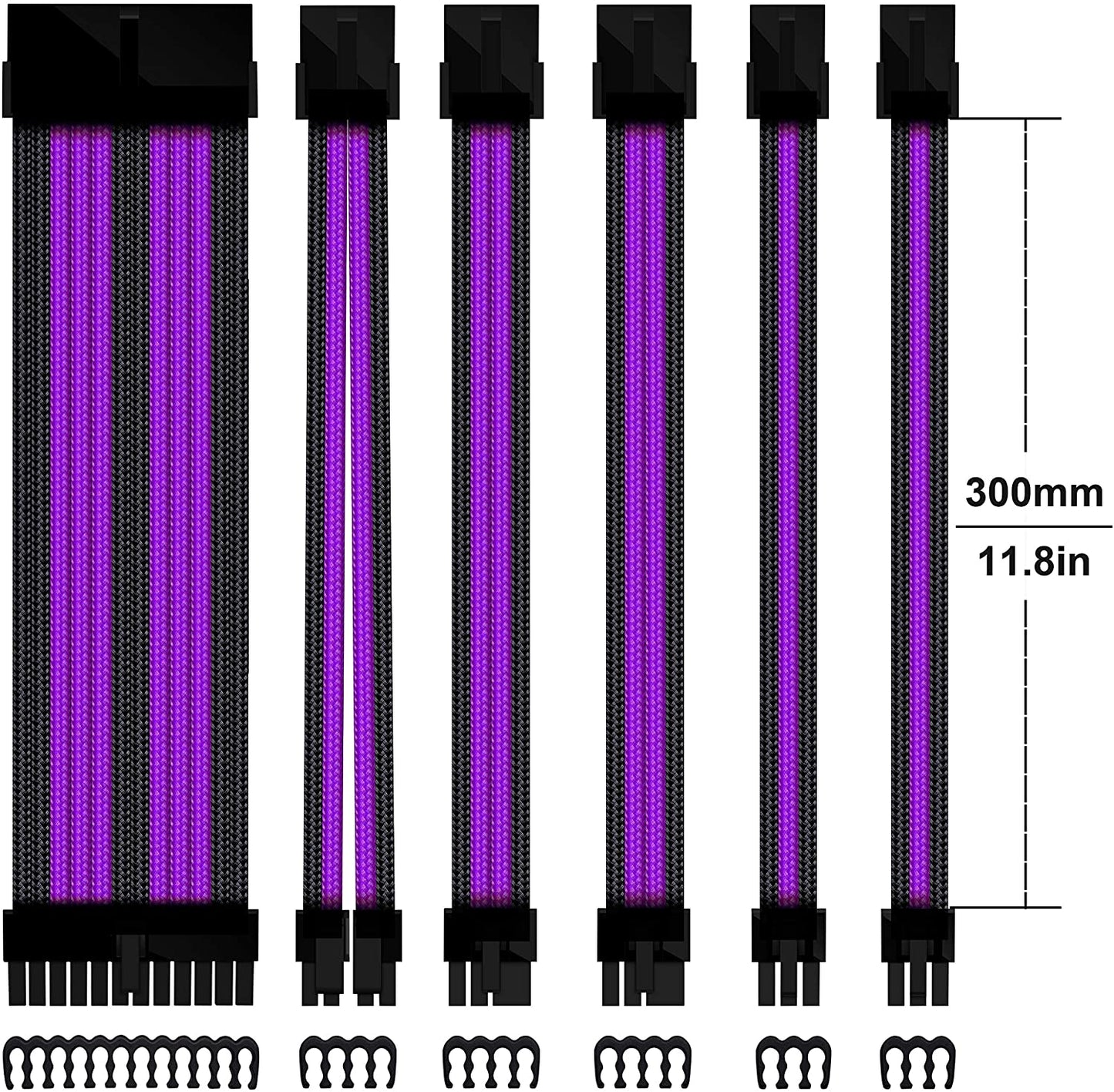 16 AWG NYLON PSU EXTENSION - BLACK/PURPLE
