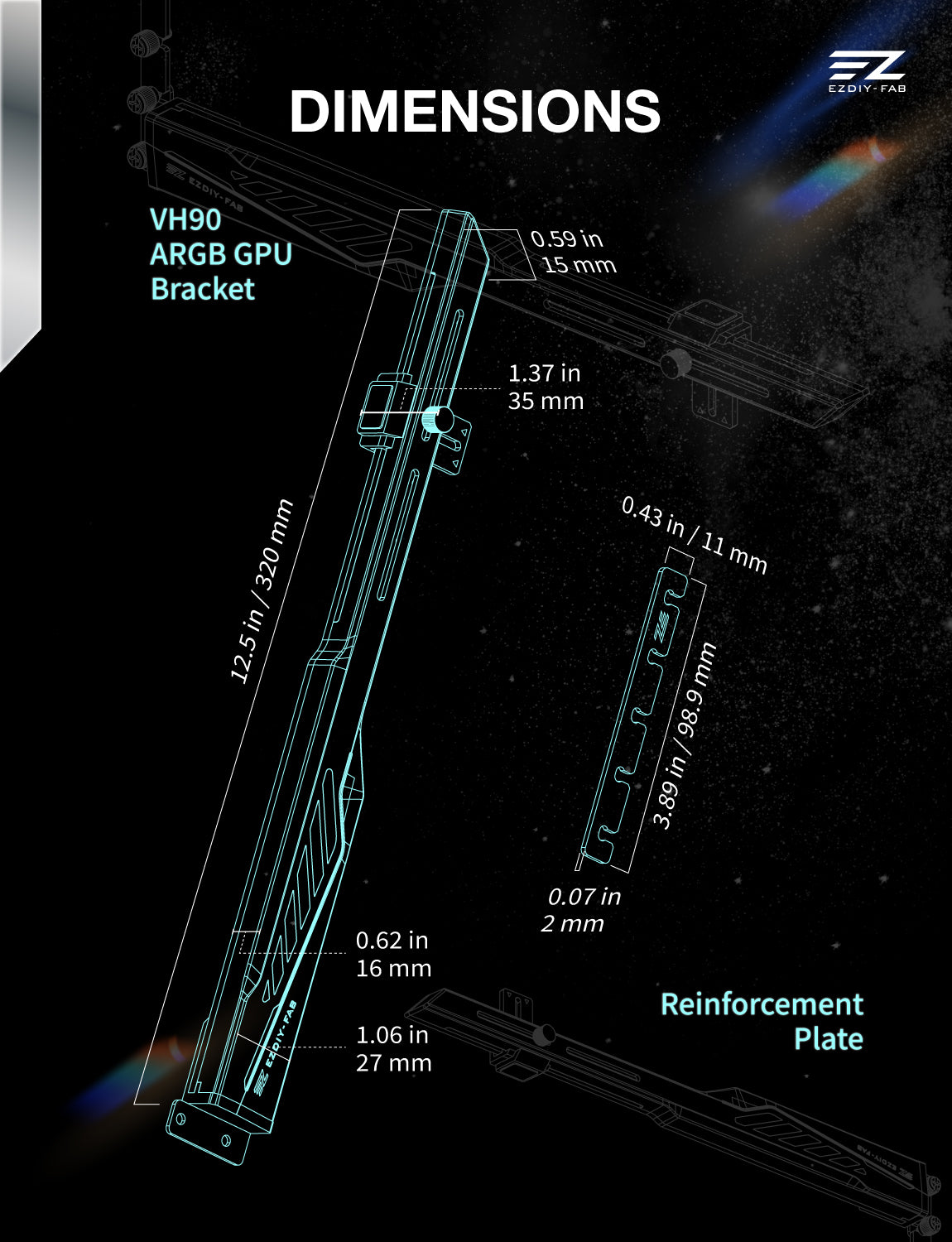 VH90 ARGB GPU Support Bracket