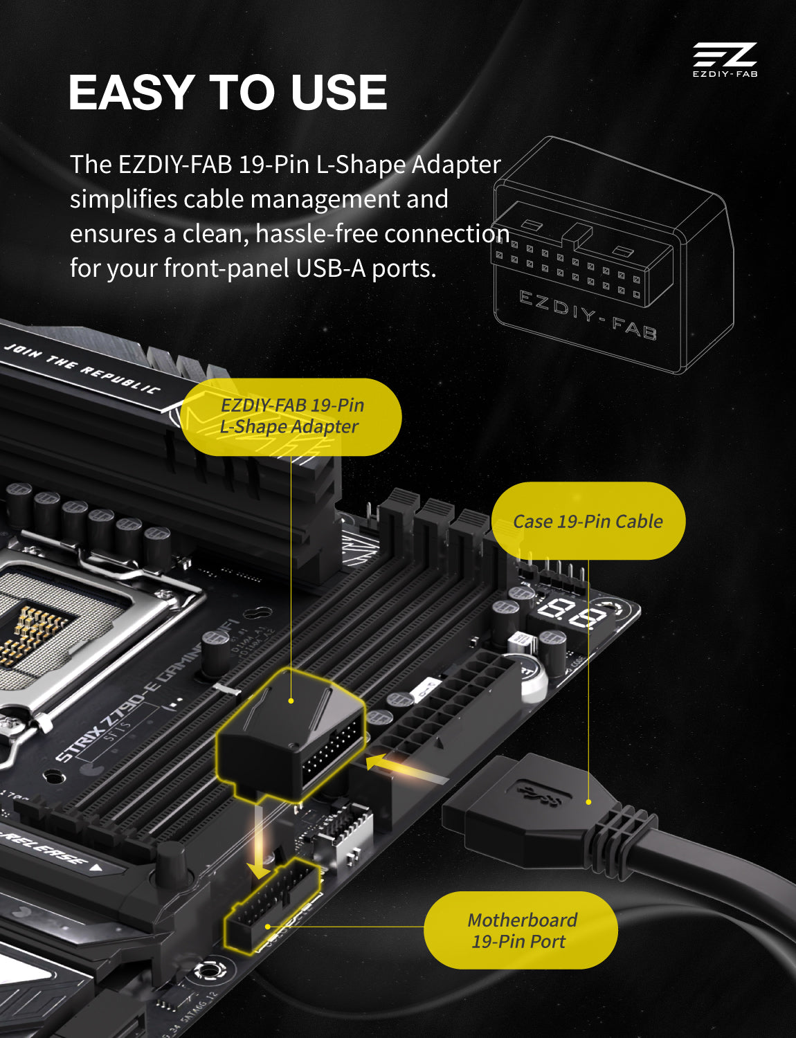 MA02 USB3.2 Gen 1 19-Pin 90 Degree L-Shape Adapter
