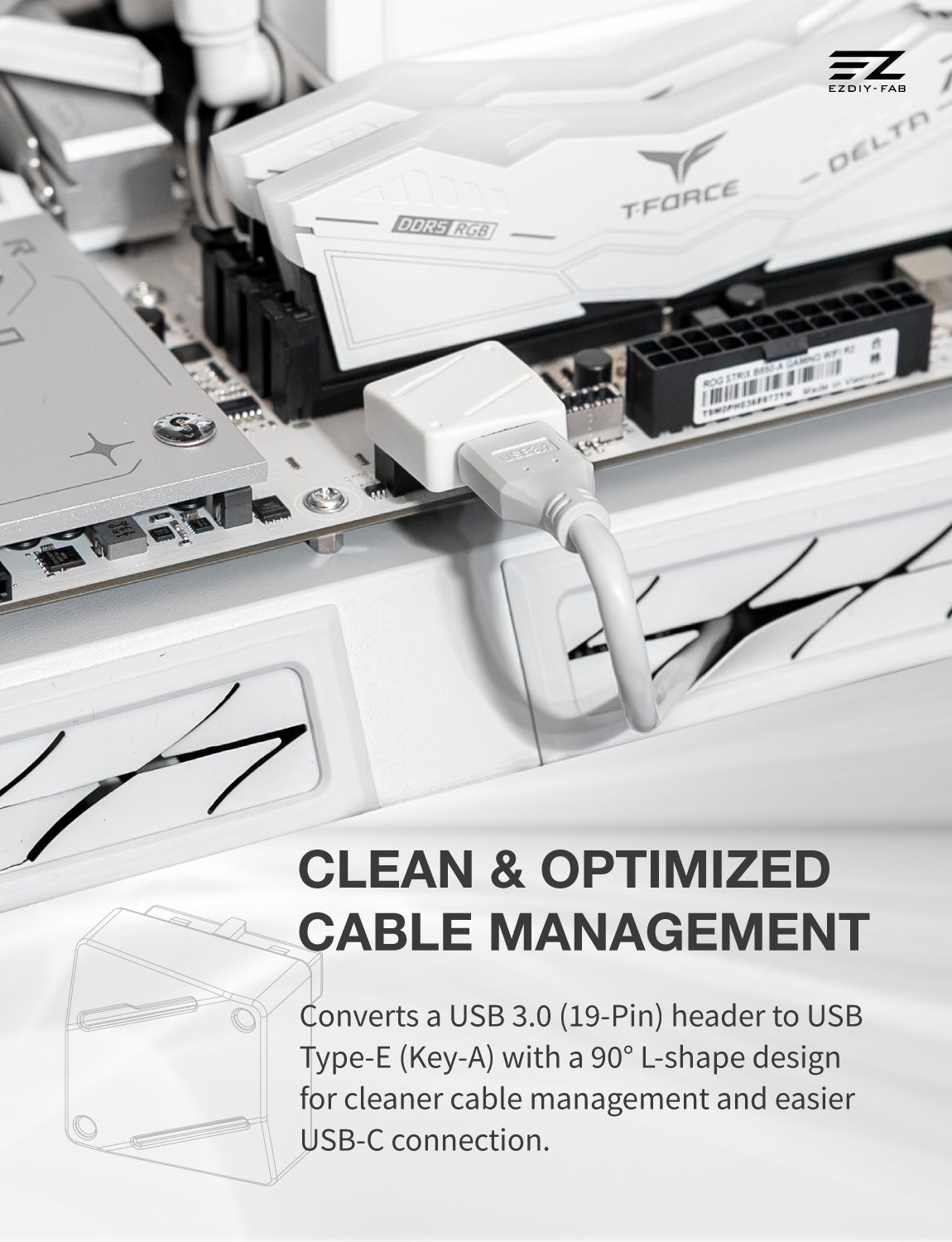 MA03 USB 3.2 Gen 1/USB 3.0 Front Panel Header 19-Pin to Type-E L-Shape Adapter