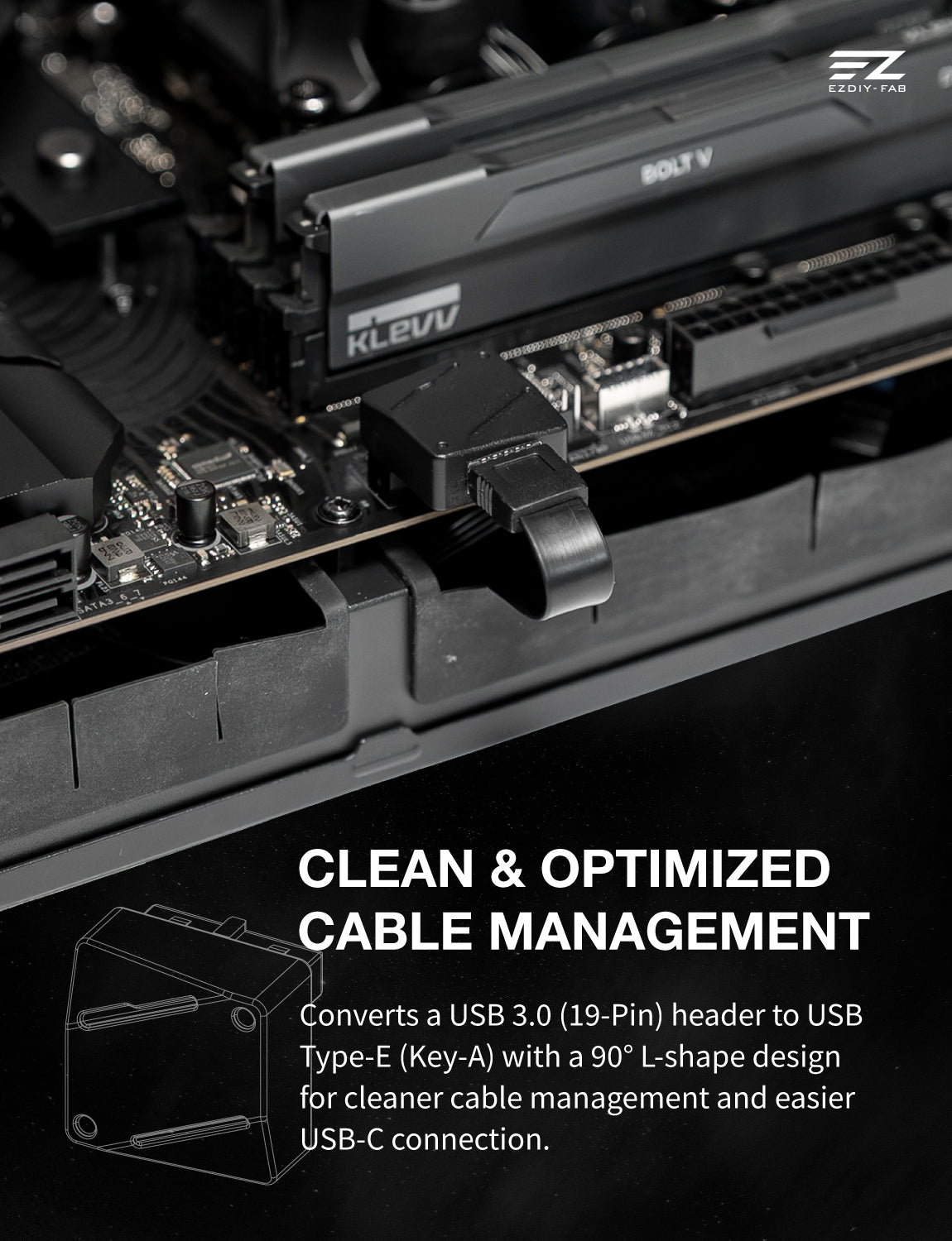 MA03 USB 3.2 Gen 1/USB 3.0 Front Panel Header 19-Pin to Type-E L-Shape Adapter
