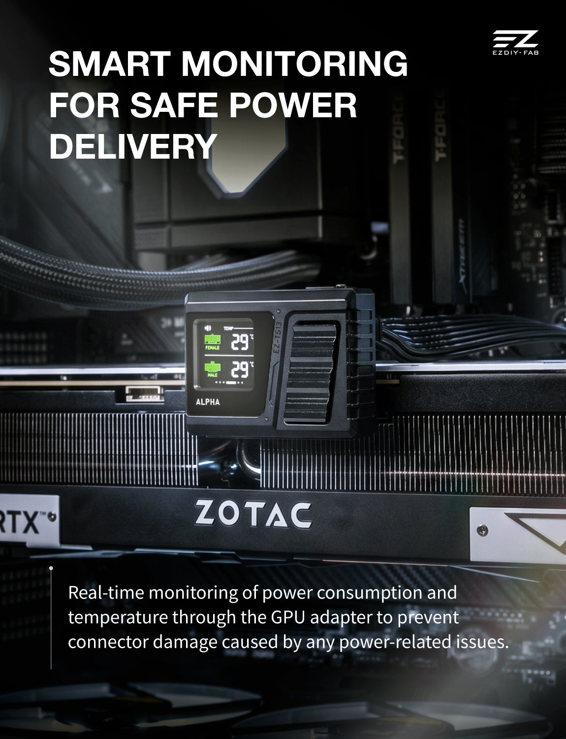 Alpha TS13 Temp-sensing U-shape GPU Power Adapter