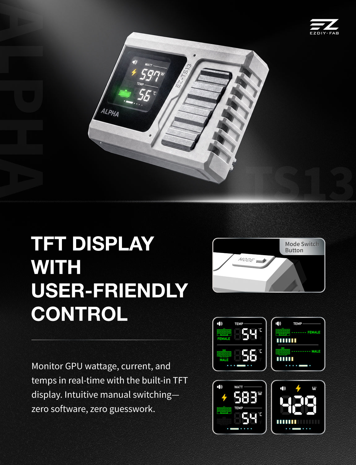 Alpha TS13 Temp-sensing U-shape GPU Power Adapter