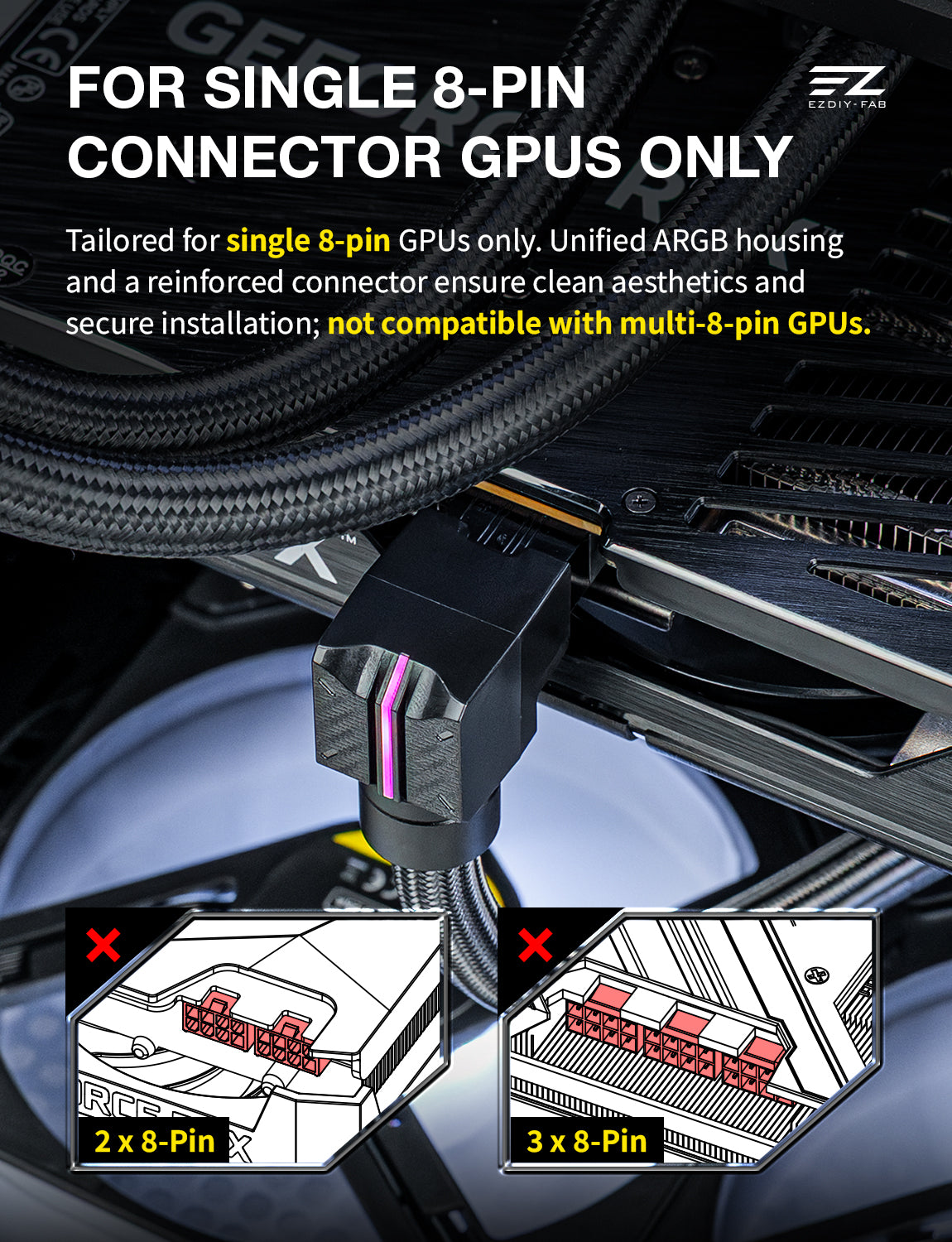 UNIFAS ARGB PCIe 8-Pin PC-Netzteil-Verlängerungskabel