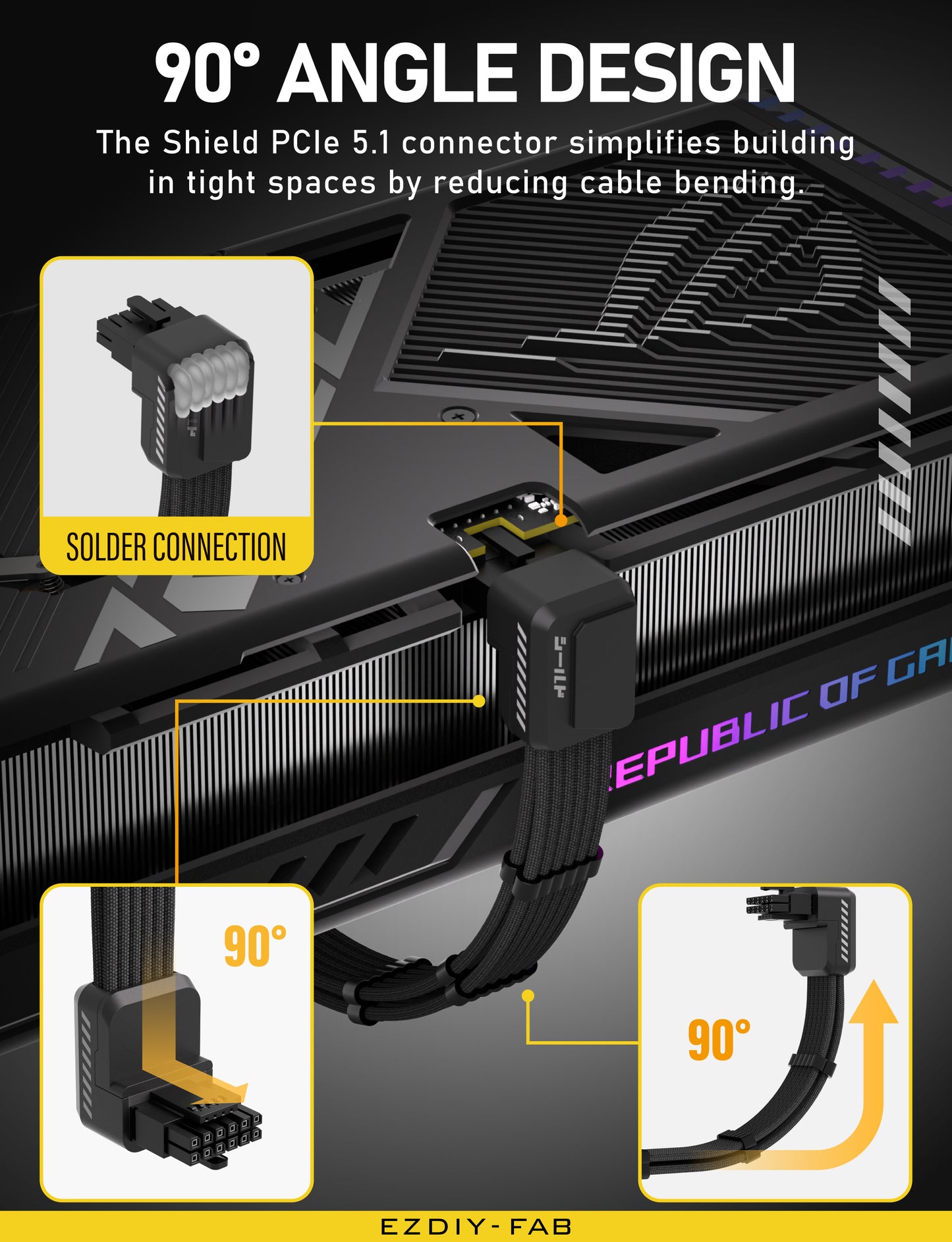 Shield PCIe 5.1 GPU Cable with 90° 12V-2x6 Adapter