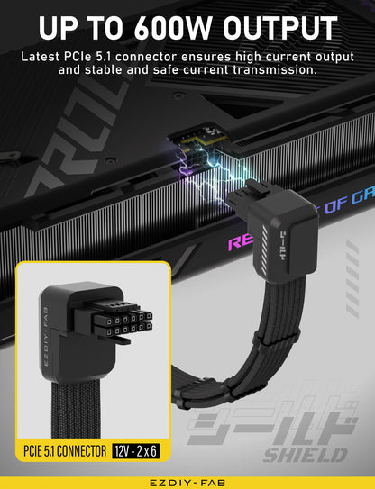 Shield PCIe 5.1 GPU Cable with 90° 12V-2x6 Adapter