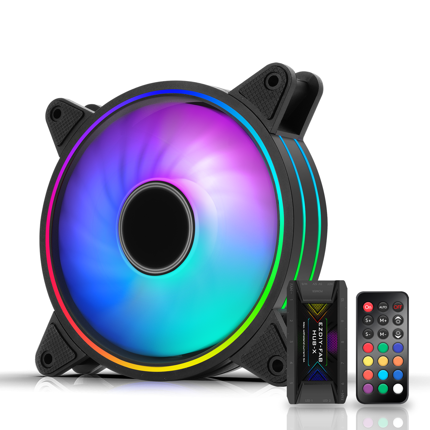 Moonlight 120mm RGB Gehäuselüfter mit Lüfter-Hub X und Fernbedienung