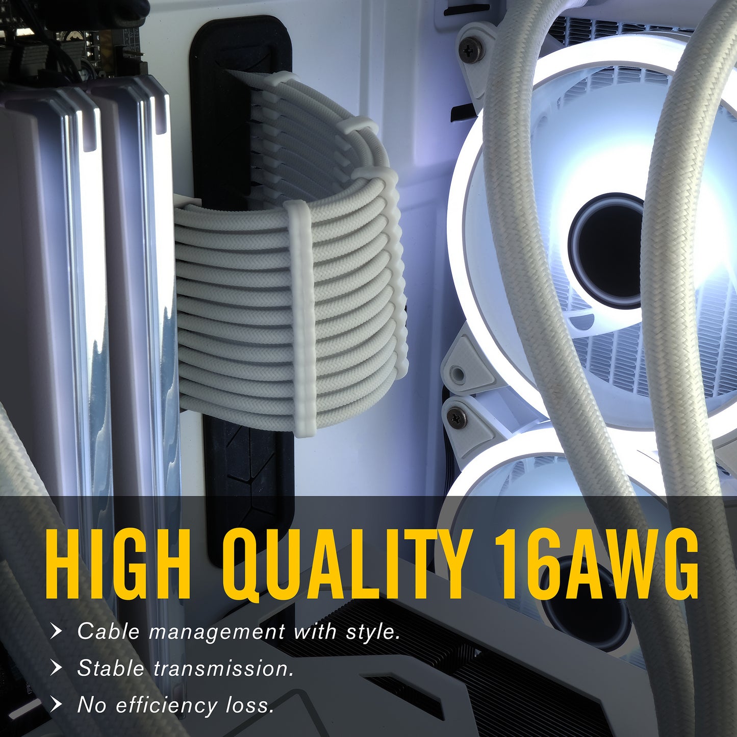 16 AWG NYLON PSU EXTENSION - WHITE CONNECTOR