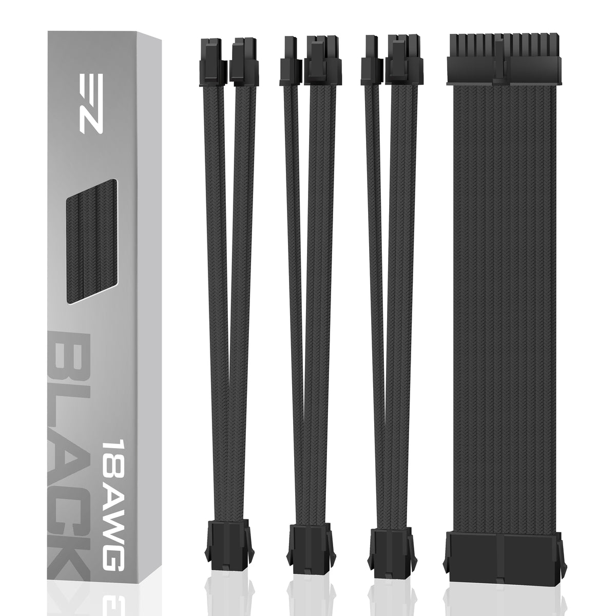 18 AWG SUPER SOFT NYLON PSU EXTENSION - BLACK