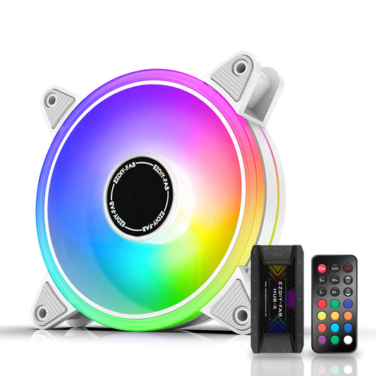 White Moonlight 120mm RGB Case Fan with Fan Hub X and Remote