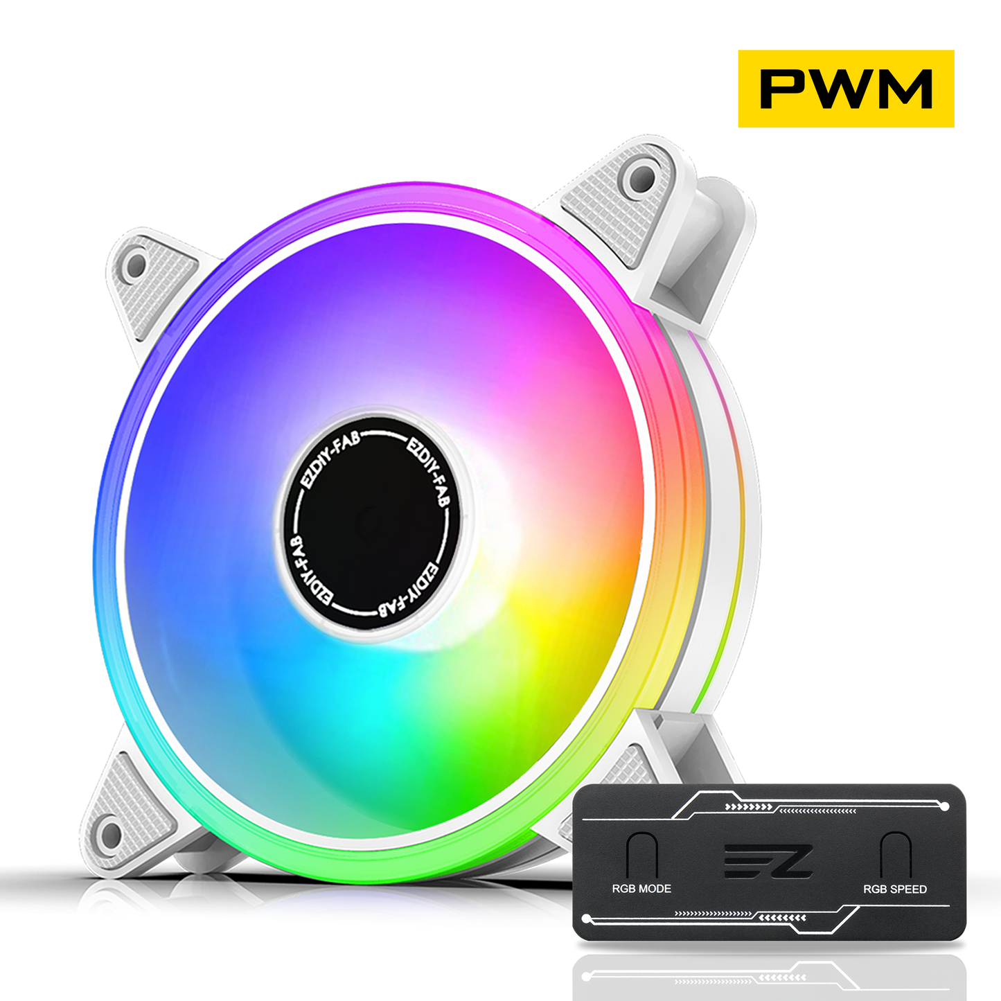 White Moonlight 120mm RGB Gehäuselüfter mit PWM Lüfter-HUB