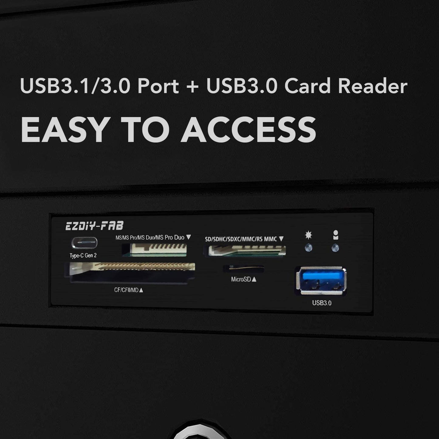 3,5-Zoll-PC-Frontpanel, interner Kartenleser USB-HUB, USB 3.1 Gen2 Typ-C-Anschluss, USB 3.0