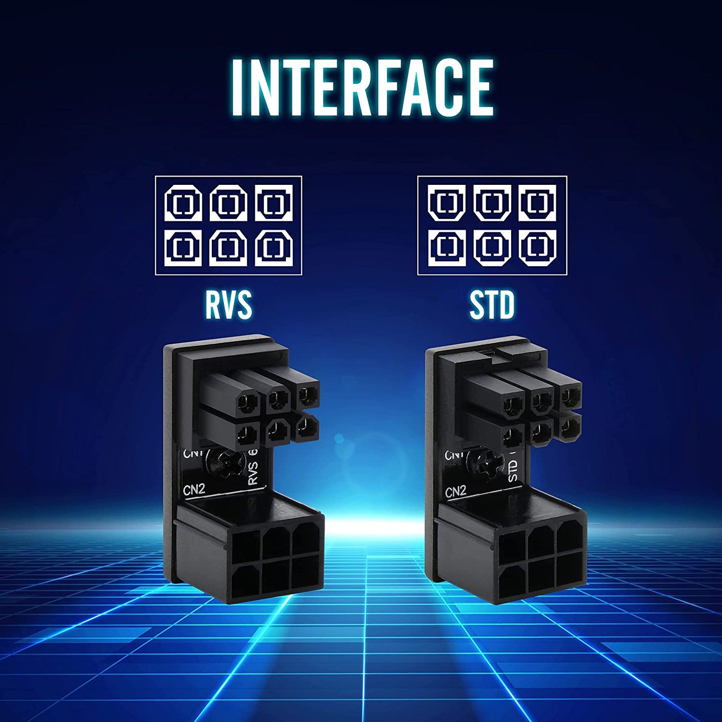 GPU 6-Pin U-Turn 180°-Anschluss (Standard+Reverse) – 2er-PACK