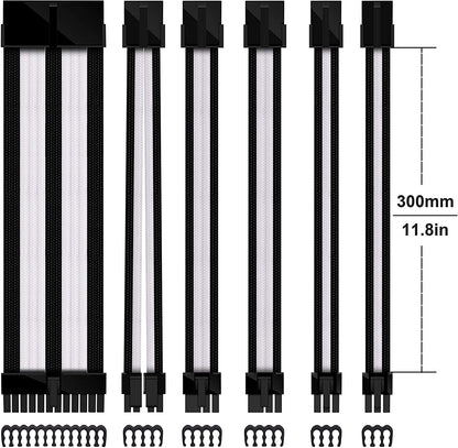 16 AWG NYLON PSU EXTENSION - BLACK/WHITE