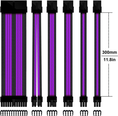 16 AWG NYLON PSU EXTENSION - BLACK/PURPLE