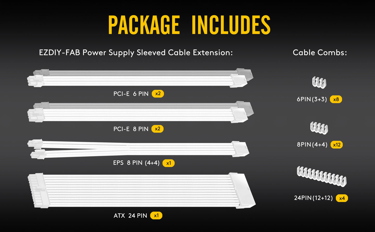 16 AWG NYLON PSU EXTENSION - WHITE CONNECTOR