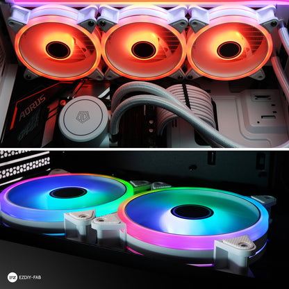 White Moonlight 120mm RGB Gehäuselüfter mit Lüfter-Hub X und Fernbedienung