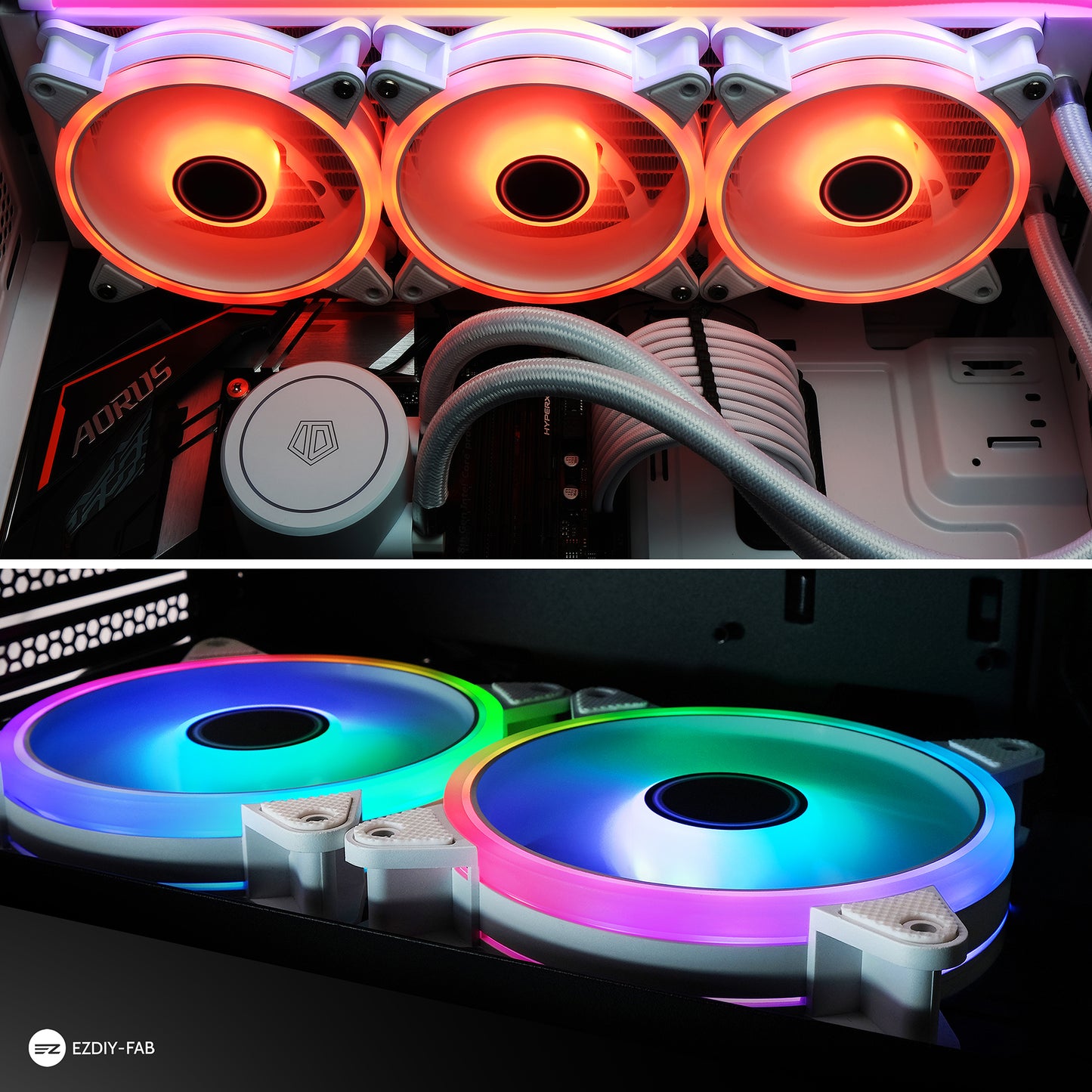 White Moonlight 120mm RGB Gehäuselüfter mit PWM Lüfter-HUB