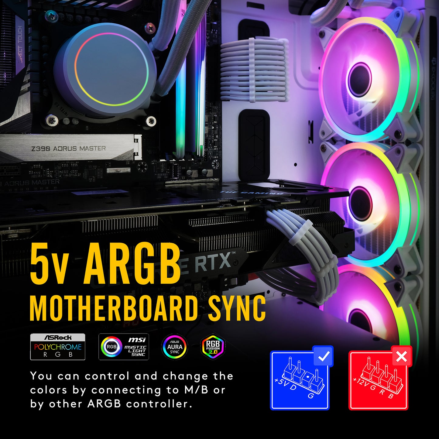 White Moonlight 120mm RGB Gehäuselüfter mit Lüfter-Hub X und Fernbedienung