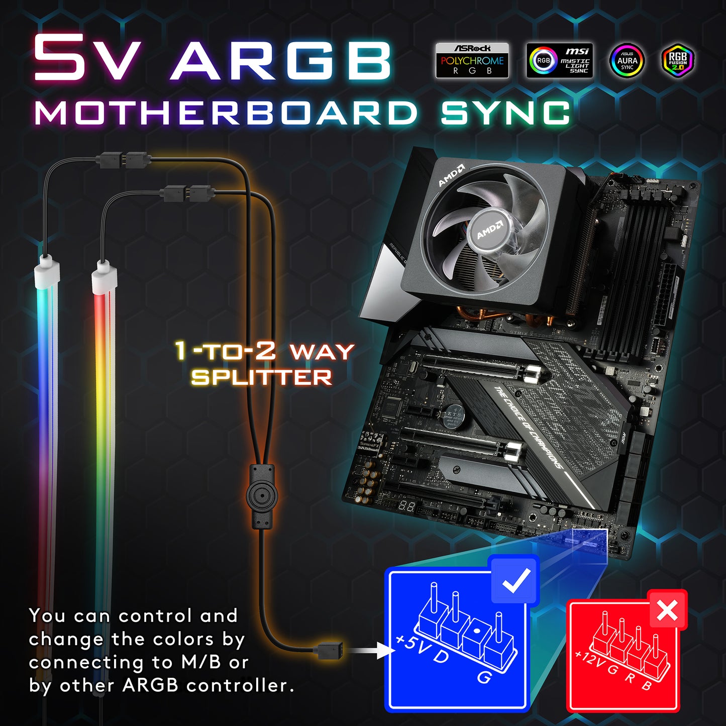 Premium PC ARGB Lighting Strip and Mounting Clip