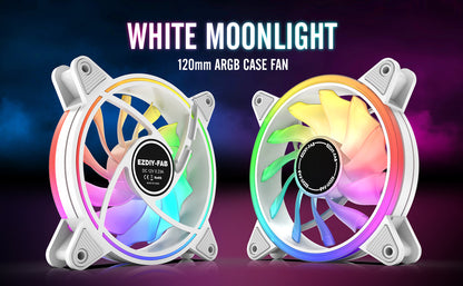 White Moonlight 120mm RGB Gehäuselüfter mit Lüfter-Hub X und Fernbedienung