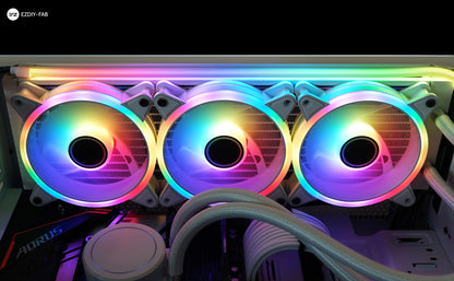 White Moonlight 120mm RGB Gehäuselüfter mit Lüfter-Hub X und Fernbedienung