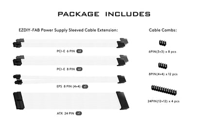 16 AWG NYLON PSU EXTENSION - WHITE