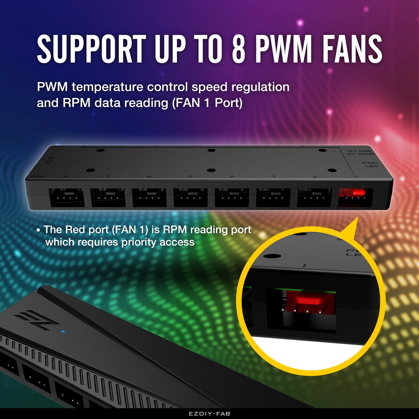 ARGB PWM Lüfter-Hub- 8 PWM-Anschlüsse + 8 ARGB-Anschlüsse