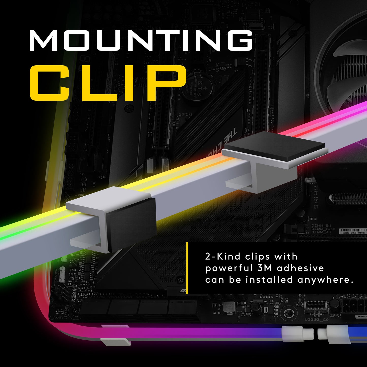 Premium PC ARGB Lighting Strip and Mounting Clip
