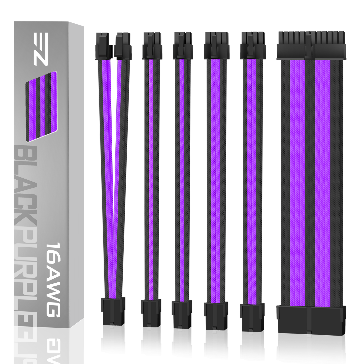 16 AWG NYLON PSU EXTENSION - BLACK/PURPLE