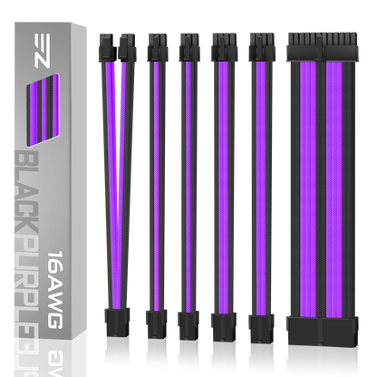 16 AWG NYLON PSU EXTENSION - BLACK/PURPLE