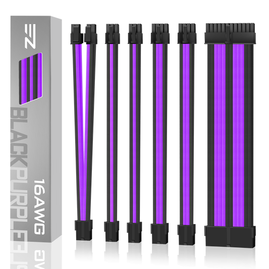 16 AWG NYLON PSU EXTENSION - BLACK/PURPLE